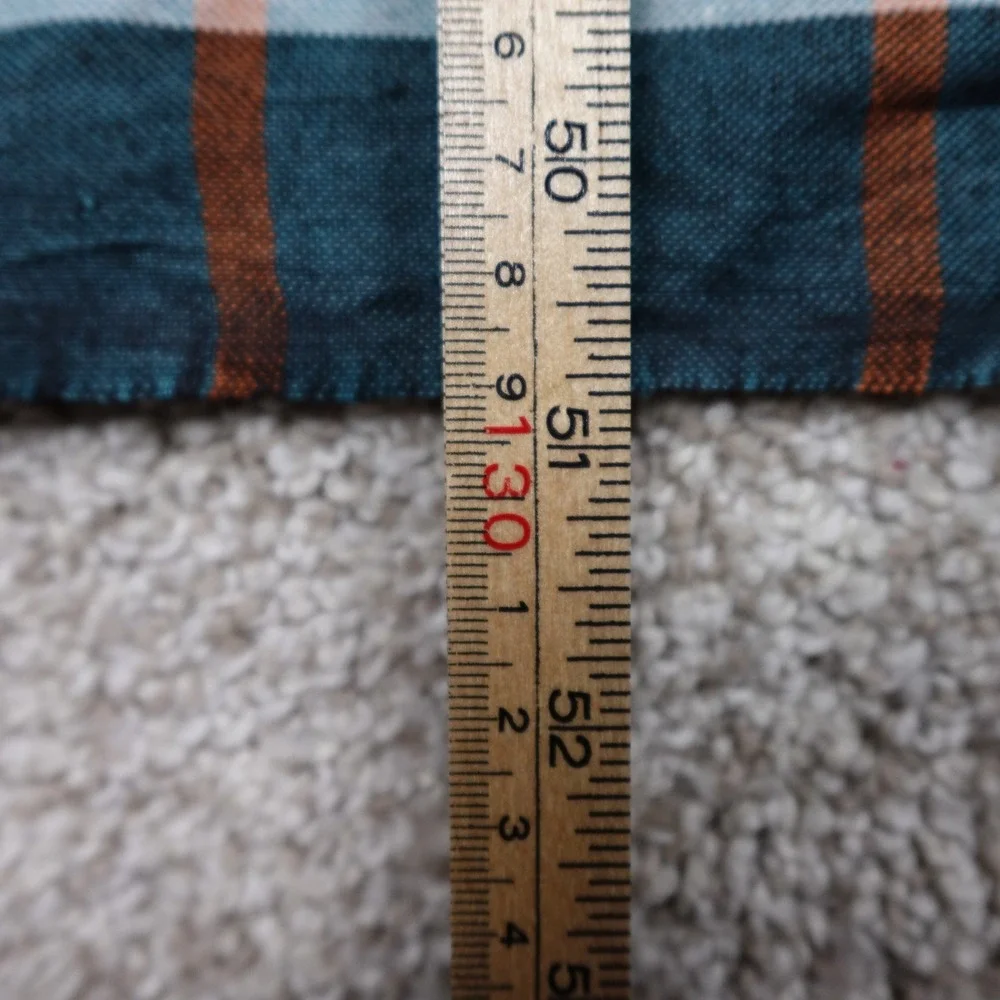 Teal Rust Orange Plaid Fringed Lightweight Woven Square Scarf